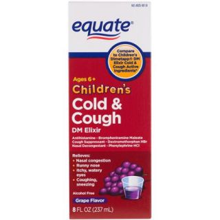 Equate Children's Cough & Cold Red Grape Flavor DM Elixir, 8ct