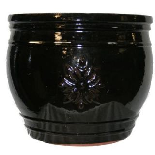 MARIPOSA POTTERY 18.75 in. Ceramic Large La Cienega Pot in Black Gloss LLCPBG