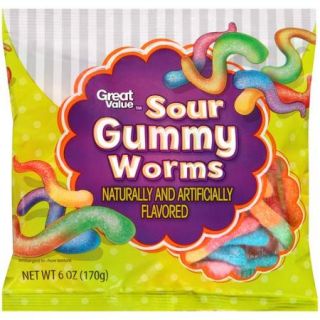 Great Value Sour Gummy Worms, 6 oz