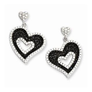 Sterling Silver & CZ Brilliant Embers Heart Dangle Post Earrings