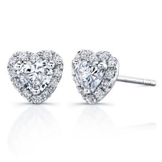 14k White Gold 3/5ct TDW Diamond Heart Shape Stud Earrings (H I, I1 I2