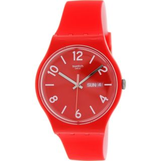 Swatch Mens Originals Red Silicone Swiss Quartz Watch