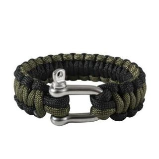 Rothco Paracord Survival Bracelet with W/D Shackle Closure, Olive Drab/Black,10"