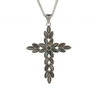 Steel by Design Mother of Pearl Cross Pendant with 24 Double Chain Necklace   J150992 —