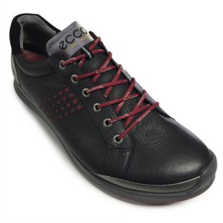 ECCO Mens BIOM Hybrid 2 Spikeless Black/ Silver/ Red Golf Shoes