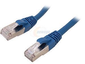 Coboc CY CAT6A STP 20 BL 20 ft. Cat 6A Blue Color Shielded 550Mhz PIMF Network Cable