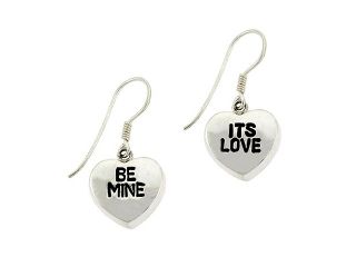 Valentine's Day Sterling Silver .925 'It's Love' and 'Be Mine' Puffed Heart Dang