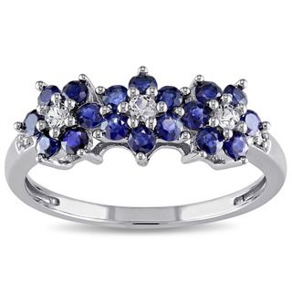 Miadora 10k White Gold Blue Sapphire Flower Ring   Shopping
