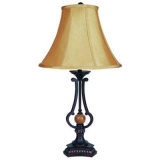 ORE International 28 in. Brown Classic Table Lamp with Marble 31118