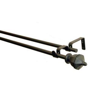 BCL Drapery Classic Urn 48 in to 86 in Black Steel Curtain Rod Set