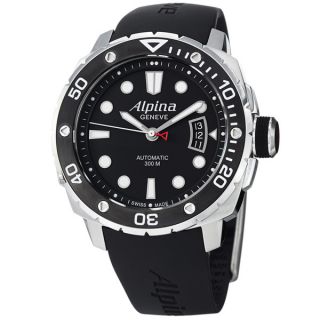 Alpina Mens Extreme Diver Black Dial Rubber Strap Automatic Watch
