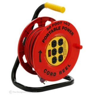 Designers Edge 50 ft. 14/3 Red Cord Reel with 6 Outlets E 235