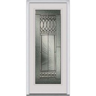 Milliken Millwork 32 in. x 80 in. Paris Decorative Glass Full Lite Primed White Steel Prehung Front Door EMJ686PSP28FSVLH