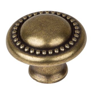 GlideRite 1.25 inch Antique Brass Round Deco Cabinet Knobs (Pack of 10