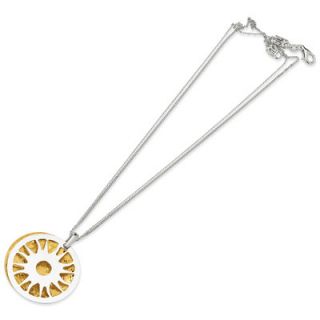 Jewelryweb Ster. Silver 18K Yellow Gold plated Sun in Circle Necklace