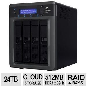 WD My Cloud EX4 24TB Personal Cloud Storage   4 Bay NAS, 4x6TB, Dual USB 3.0 Expansion Ports, Black   WDBWWD0240KBK NESN