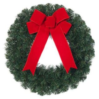 20 in. Noble Pine Artificial Wreath with Red Bow (Set of 6) 2109940HD