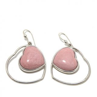 Jay King Pink Opal Open "Heart" Sterling Silver Earrings   7553484