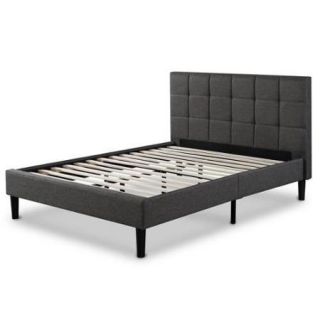 Priage Upholstered Square Stitched Platform Bed with Wooden Slats Full
