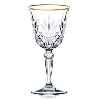 Lorren Home Trends Siena Collection Crystal Wine Glasses with Gold
