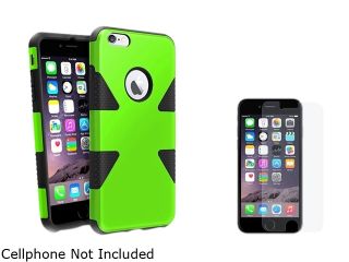 Insten Neon Green / Black Silicone PC Slim Hybrid Case Cover + Anti Glare Matte Screen Protector for Apple iPhone 6 Plus 5.5" 1985208