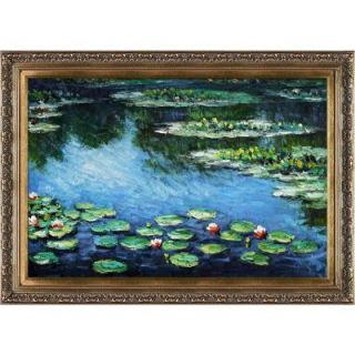 24 in. x 36 in. Water Lilies Hand Painted Classic Artwork MON2098 FR 215324X36