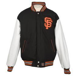 JH Designs Mens San Francisco Giants Reversible Wool Varsity Jacket