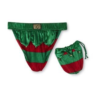 Joe Boxer Mens Christmas Thong Underwear & Gift Bag   Elf   Clothing