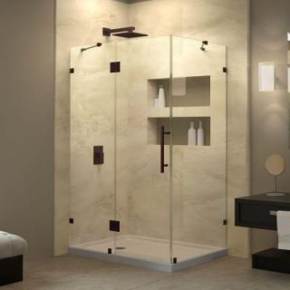 DreamLine QuatraLux 34 5/16 in. x 46 5/16 in. x 72 in. Frameless Hinged Shower Enclosure in Oil Rubbed Bronze SHEN 1334460 06