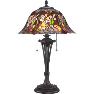 Tiffany Park Rose with Western Bronze Finish Table Lamp  
