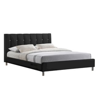 Vino Modern Bed with Upholstered Headboard   Black (Full)