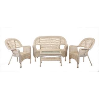 4 Pc Nutmeg Brown Resin Wicker Patio Furniture Set   Loveseat, Chairs & Table
