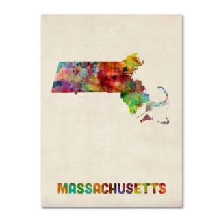Trademark Fine Art 14 in. x 19 in. Massachusetts Map Canvas Art MT0350 C1419GG
