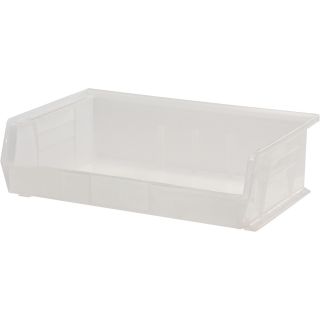 Quantum Storage Stack and Hang Bin — 10 7/8in. x 16 1/2in. x 5in., Clear, Carton of 6, Model# QUS245CL  Ultra Stack   Hang Bins