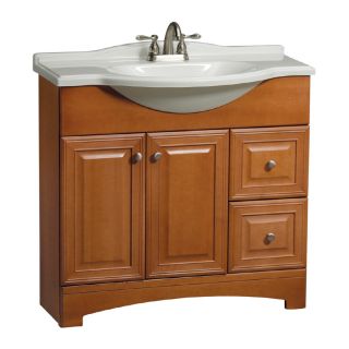 ESTATE by RSI Premier Euro Cinnamon Integral Single Sink Maple Bathroom Vanity with Cultured Marble Top (Actual 37 in x 19 in)