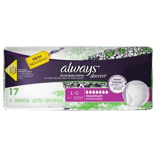 Always Discreet, Incontinence Underwear, Maximum Absorbency, Large, 17