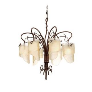 Varaluz Soho 6 Light Hammered Ore Chandelier with Brown Tint Ice Glass 126C06HO