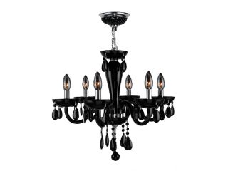 Gatsby Collection 6 Light Chrome Finish and Black Blown Glass Chandelier