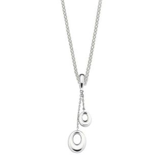 She Sterling Silver Double Open Oval Drop Pendant from Chain Necklace