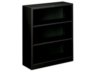 HON Company 3 Shelf Metal Bookcase, 34 1/2"Wx12 5/8"Dx41"H, Black