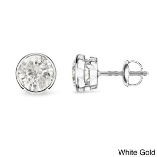 Auriya 14k Gold 1/2ct TDW Certified Diamond Bezel Stud Earrings (H I