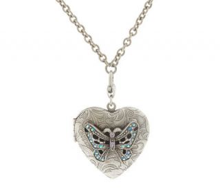 Kirks Folly Butterfly Kisses Heart Locket Necklace —