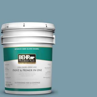 BEHR Premium Plus 5 gal. #S470 4 Dolphin Blue Semi Gloss Enamel Interior Paint 340005