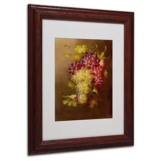 Rio Still Life with Grapes White Matte, Wood Framed Wall Art