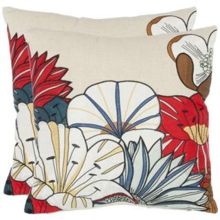 Safavieh Floral 18 inch Beige Decorative Pillows (Set of 2)