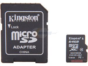 Kingston 64 GB MicroSD Extended Capacity (Micro SDXC) Flash Card