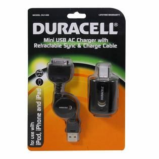 Duracell Retractable Mini USB AC Charger with Retractable Sync