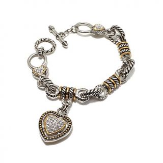 Emma Skye Jewelry Designs "Fabulous Flair" Pavé Crystal Heart 2 Tone Sta   7600369