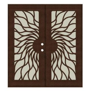 Unique Home Designs 60 in. x 80 in. Sunfire Copperclad Left Hand Surface Mount Aluminum Security Door with Beige Perforated Screen 1S2001JL1CCP2A