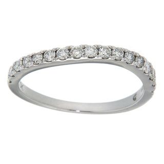 sire 10k White Gold 4/9ct TDW Diamond Curved Wedding Ring (H I, I2